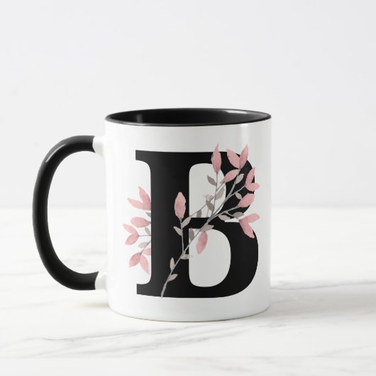 Der Blumen Monogramm-Single-Buchstabe w/Pink Tasse (Links)