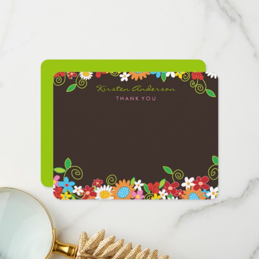 Der Blumengarten im Frühling Modernes Brautparty Dankeskarte (Vorderseite/Rückseite Beispiel)