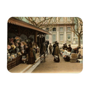 Der Blumenmarkt, Cannes Frankreich, 1915 Vintage Magnet
