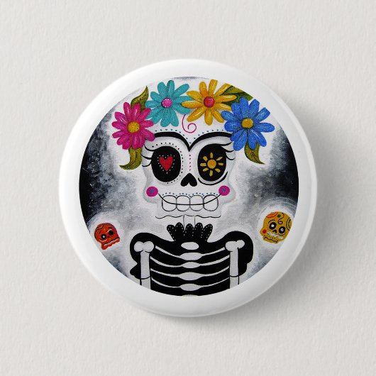 Der blumige Schädel Button (Vorderseite)