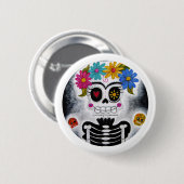 Der blumige Schädel Button (Vorne & Hinten)