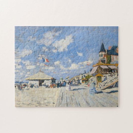 Der Boardwalk am Strand Trouville, Monet Puzzle (Horizontal)