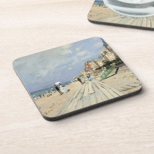 Der Boardwalk von Claude Monet in Trouville Getränkeuntersetzer (Linke Seite)