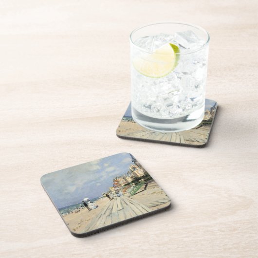 Der Boardwalk von Claude Monet in Trouville Getränkeuntersetzer (Rechte Seite)