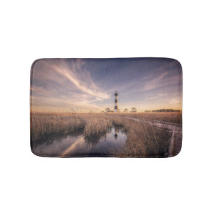 Der bodie-Insel-Leuchtturm am Sonnenuntergang Badematte