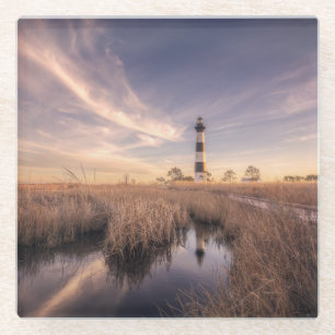 Der bodie-Insel-Leuchtturm am Sonnenuntergang Glasuntersetzer