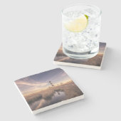 Der bodie-Insel-Leuchtturm am Sonnenuntergang Steinuntersetzer (Seitenansicht)