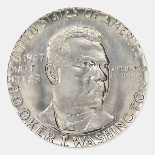 Der Booker T. Washington Memorial Halb Dollar Runder Aufkleber (Vorderseite)