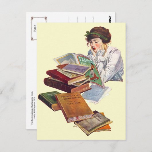Der Bookworm liest ein Modemagazin Postkarte (Vorne/Hinten)