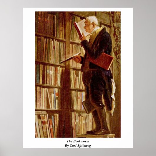 Der Bookworm von Carl Spitzweg Poster (Vorne)