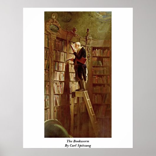 Der Bookworm von Carl Spitzweg Poster (Vorne)