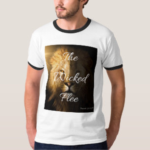 Der Böse flieht Sprüche 28:1 KJV Herren Ringer T-Shirt