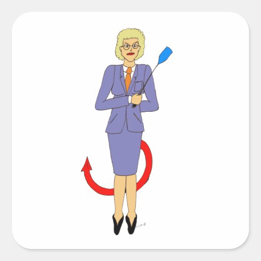 Der böse Lehrer Quadratischer Aufkleber (Vorderseite)