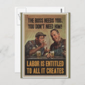 Der Boss braucht dich, du brauchst ihn nicht Postkarte (Vorne/Hinten)