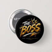 Der Boss Crown – Gold Motivation Power Knopf Button (Vorne & Hinten)