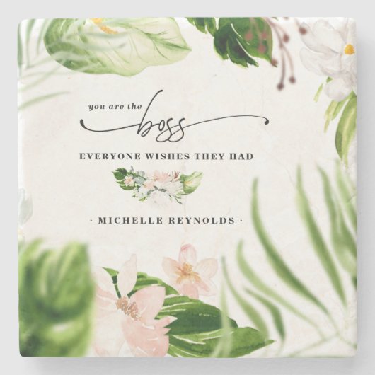 Der Boss, den sich alle wünschen | Monogramm Steinuntersetzer (Vorderseite)