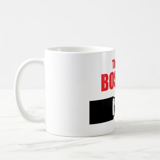 Der Boss-Text Kaffeetasse (Links)