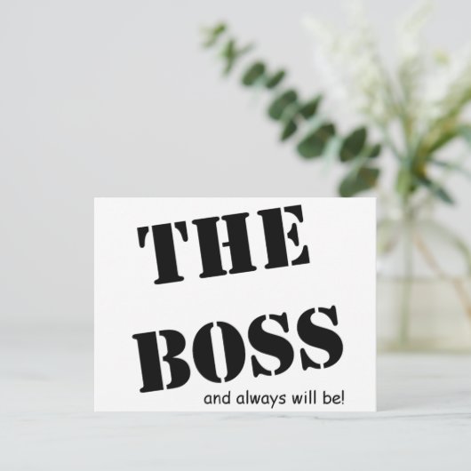 Der Boss und immer werden!! Bereich Postkarte (Stehend Vorderseite)