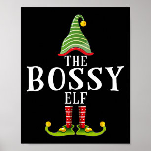 Der Bossy Elf Funny Matching Pajama Xmas Poster