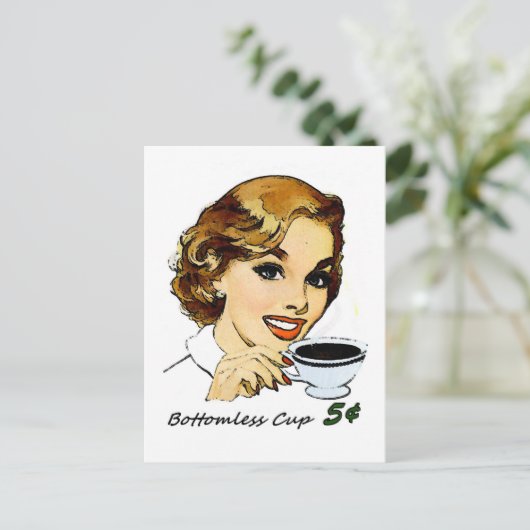 Der Bottomlose Cup Postkarte (Stehend Vorderseite)