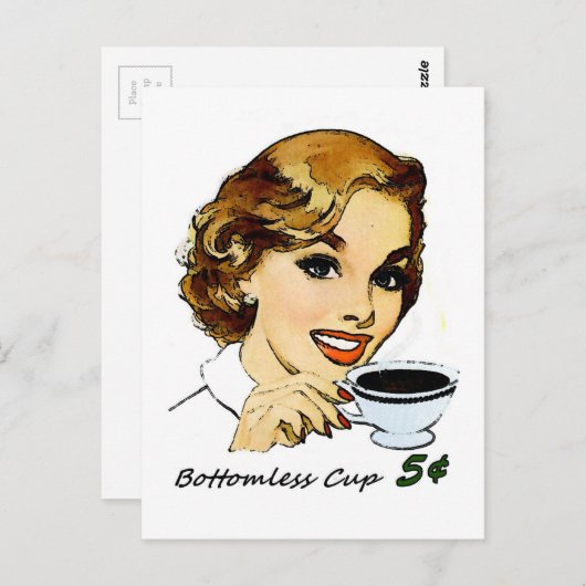 Der Bottomlose Cup Postkarte (Vorne/Hinten)
