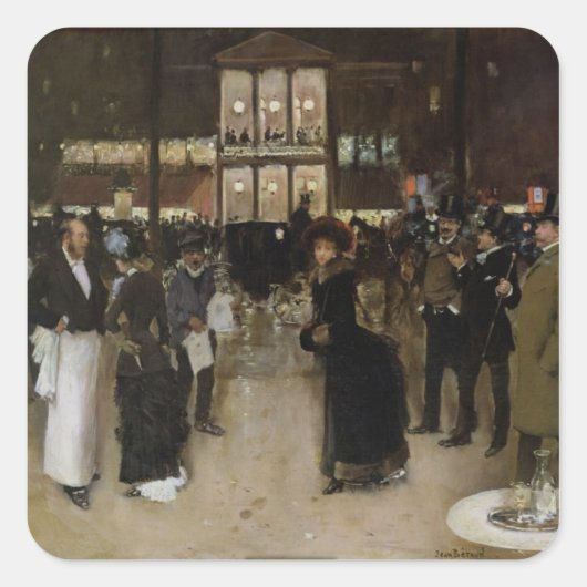 Der Boulevard in der Nacht Quadratischer Aufkleber (Vorderseite)