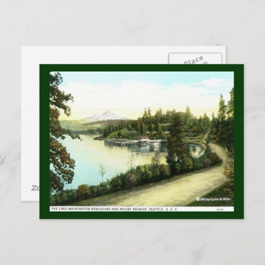Der Boulevard Lake Washington und der Mount Rainie Postkarte (Vorne/Hinten)