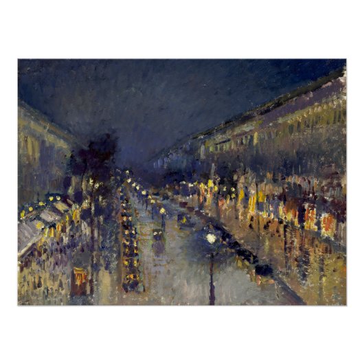 Der Boulevard Montmartre am Abend in Pissarro Poster (Vorderseite)