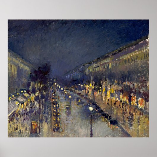 Der Boulevard Montmartre am Abend in Pissarro Poster (Vorne)