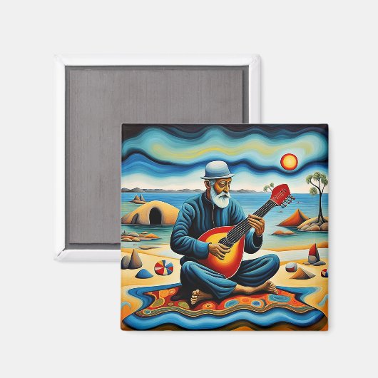 Der Bouzouki-Spieler Magnet (Vorderseite/Rückseite)
