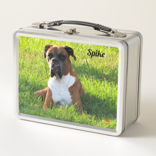 Der Boxer-Hund - Personalisierte Metal-Lunch Box Metall Brotdose (Vorderseite)