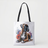 Der Boxer unter den Blume in Wasserfarbe Tasche (Vorderseite)