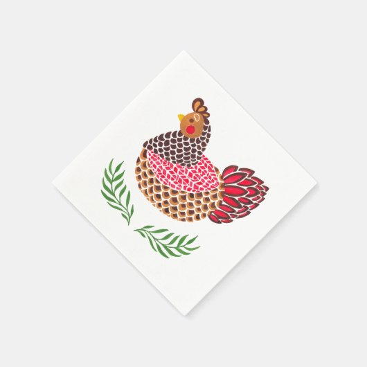 Der braune Hen Serviette (Ecke)