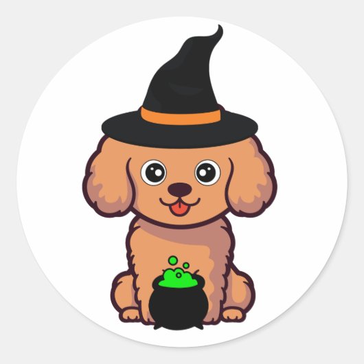 Der braune Hund ist eine Hexe Runder Aufkleber (Vorderseite)
