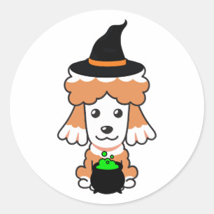 Der braune Hund ist eine Hexe Runder Aufkleber