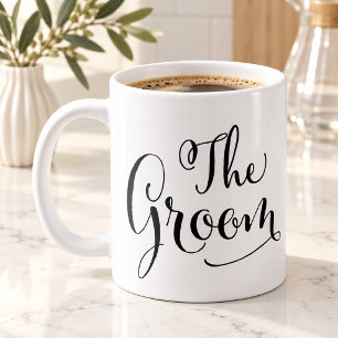 Der Bräutigam Elegant Schwarze Schrift Hochzeit Kaffeetasse