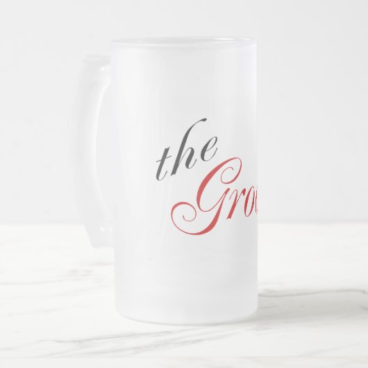 Der Bräutigam (rot) Mattglas Bierglas (Vorderseite Links)