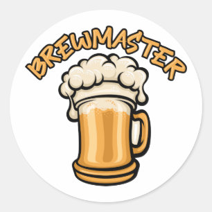 Der Brewmaster braucht eine Bier-Tasse Runder Aufkleber