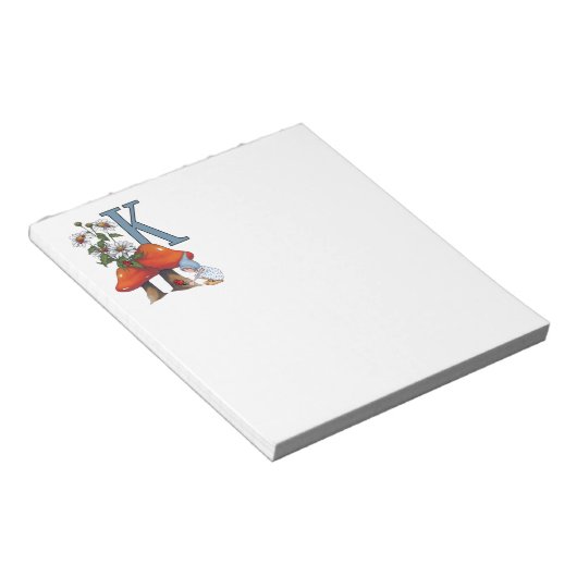 Der Brief K, INITIAL, Toadstools, Gnome, Ladybug Notizblock (angewinkelt)