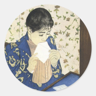 Der Brief von Mary Cassatt, Vintage Impressionismu Runder Aufkleber