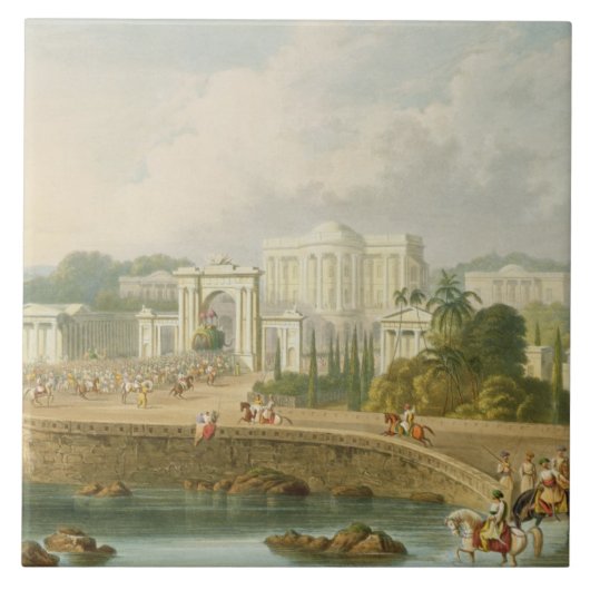 Der britische Sitz in Hyderabad im Jahre 1813, von Fliese (Vorderseite)