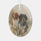 Der Brittany Spaniel Ornament Aus Glas (Vorderseite links)