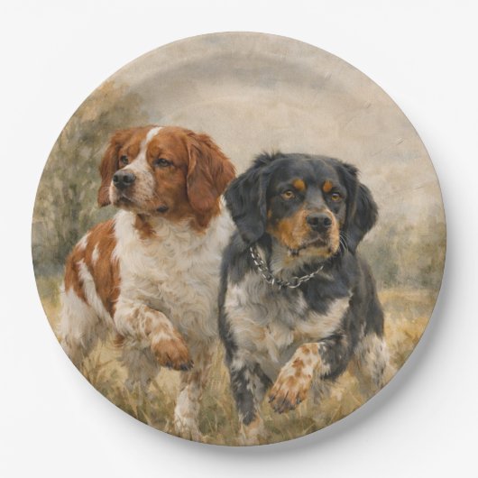 Der Brittany Spaniel  Pappteller (Vorderseite)