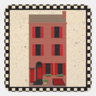 Der Brownstone-Aufkleber Quadratischer Aufkleber
