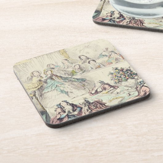 Der Bruch des Eheversprechens - Cartoonhand färbte Getränkeuntersetzer (Linke Seite)