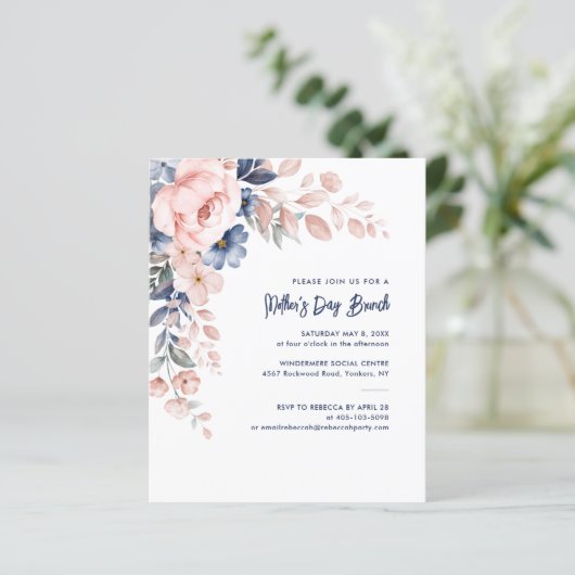 Der Brunch der Blumenmutter in Aquarellfarbe lädt  (Stehend Vorderseite)