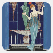 Der Brunnen der Muschel von George Barbier Quadratischer Aufkleber (Vorderseite)