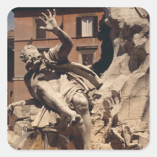 Der Brunnen der vier Flüsse Quadratischer Aufkleber (Vorderseite)