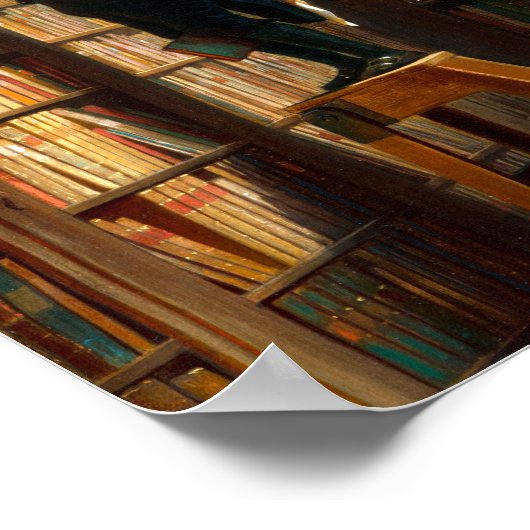 Der Bücherwurm Carl Spitzweg - Deutsche Malerei Poster (Ecke)