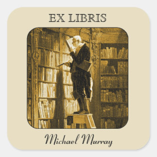 Der Bücherwurm-Exlibris Quadratischer Aufkleber